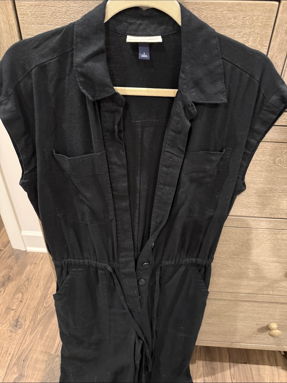 Universal Thread Black Short-Sleeve Button-Front Linen Jumpsuit - Picture 3 of 3